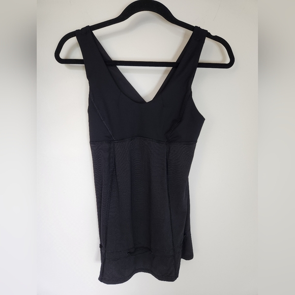 Lululemon Shirt Size 4 Run Ta Ta Topper Tank Top Black Drawstring Waist EUC - Picture 4 of 7